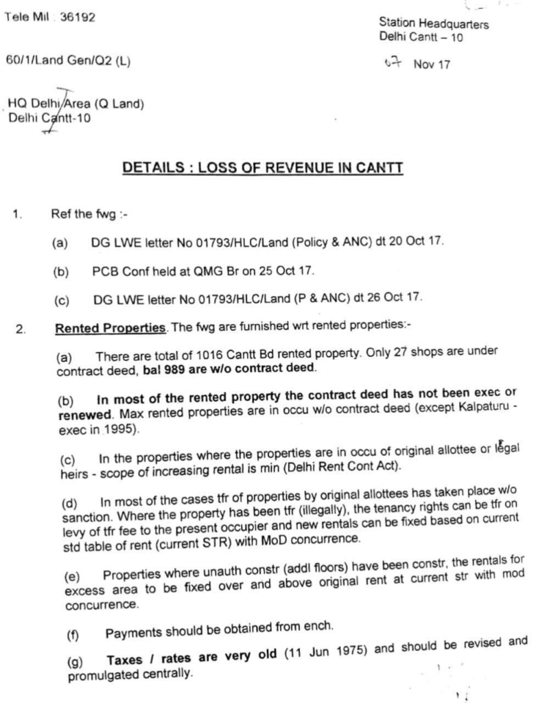 The Cantonment roads and vested interests in defence lands 10