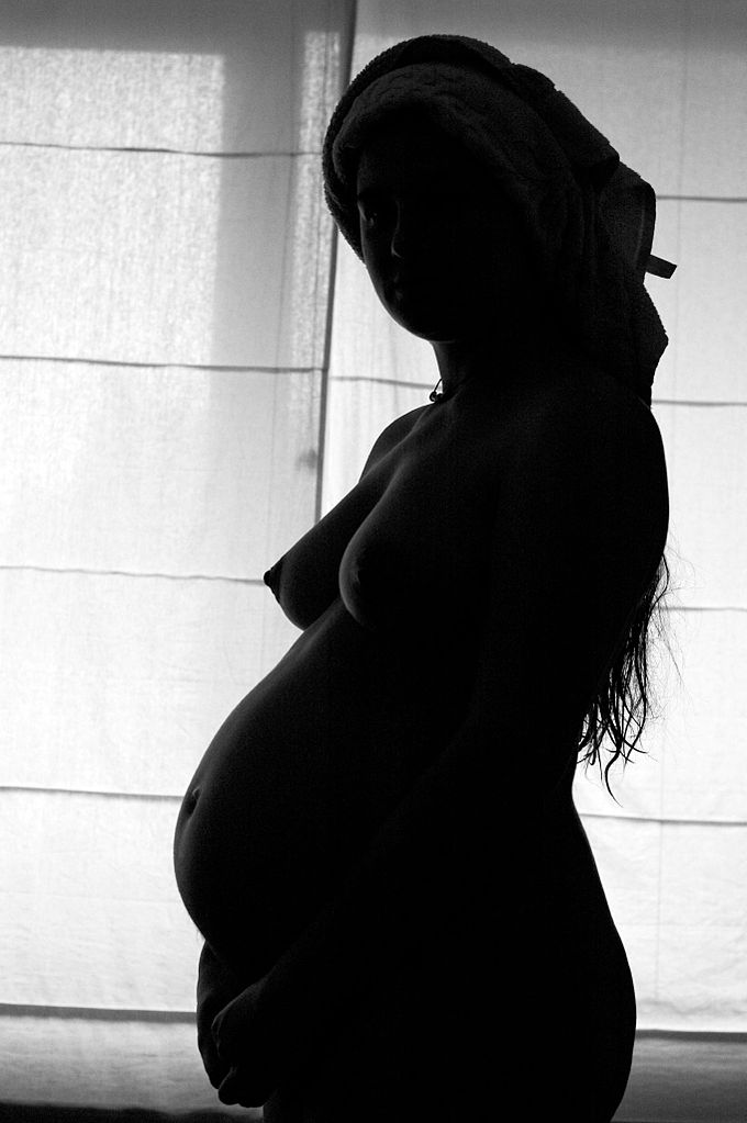 black and white pregnant woman nude silhouette