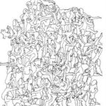 line drawing of an orgy