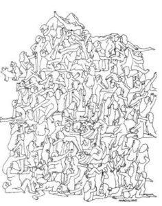 line drawing of an orgy 1