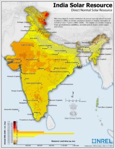 Direct Natural Irradiance - Annual averages map data from the Ministry for New and Renewable Sources of Energy