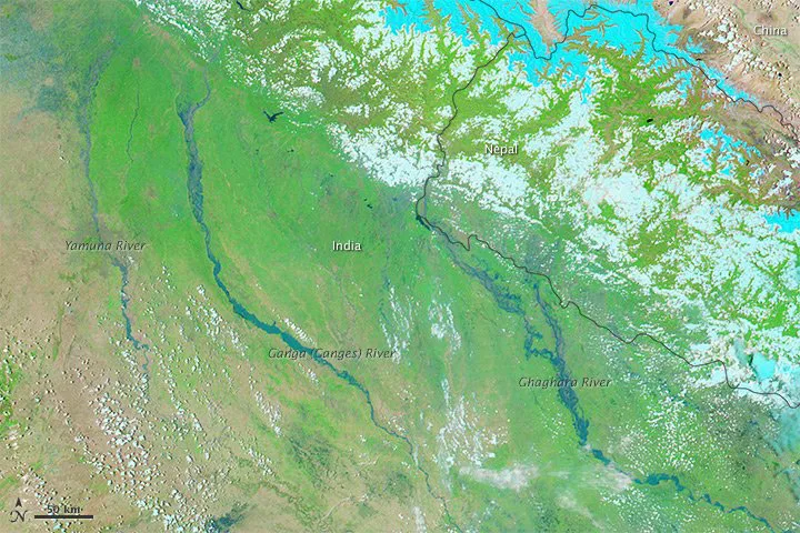 satellite image of area of uttarkashi flood 2013