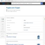 Raghuram Rajans profile stating his nationality as American with Indian ethnicity