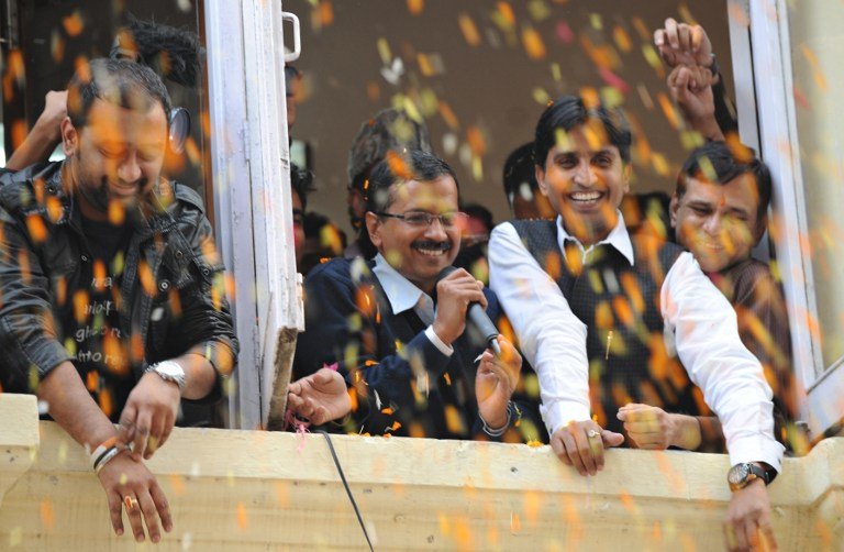 Victory celebrations begin in Aam Aadmi Party