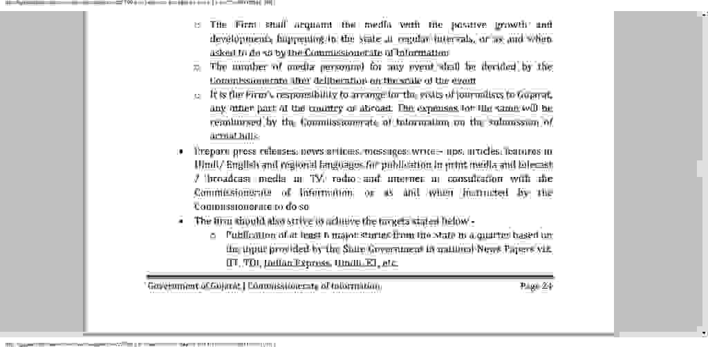 Official Gujarat Government proposal requests for paid news
