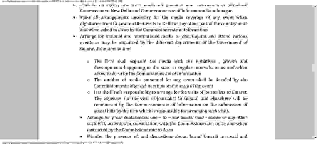 Official Gujarat Government document requests paid presence of media