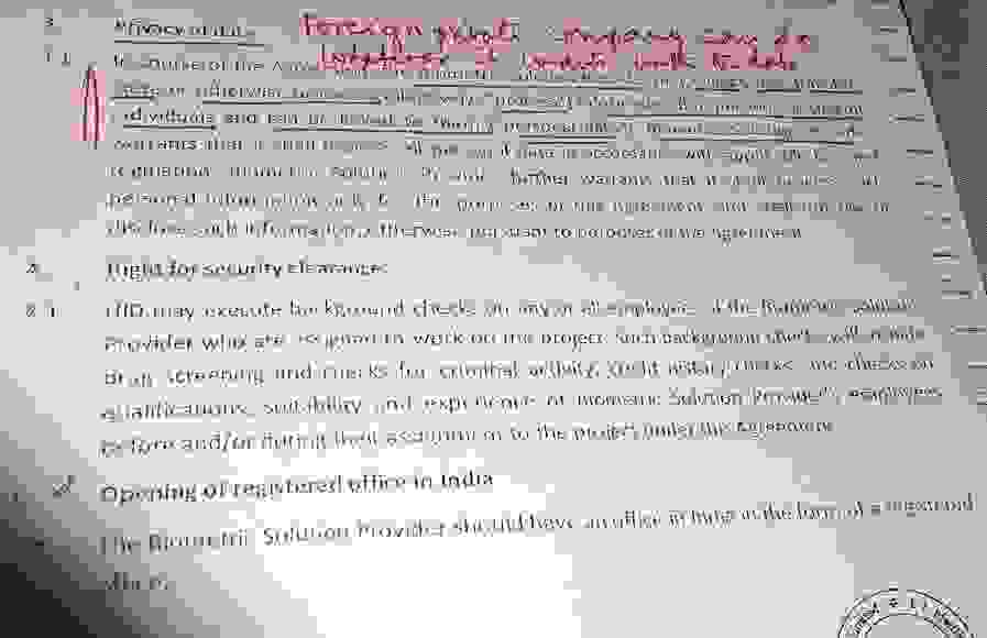 Excerpt from UIDAI contract with Biometric Service providers