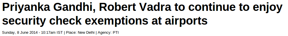 What about Robert Vadra's security exemptions?